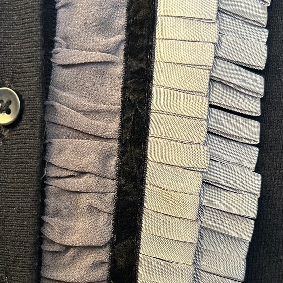 CAbi Black Cardigan with Gray Ruffle Panel - Picture 4 of 4